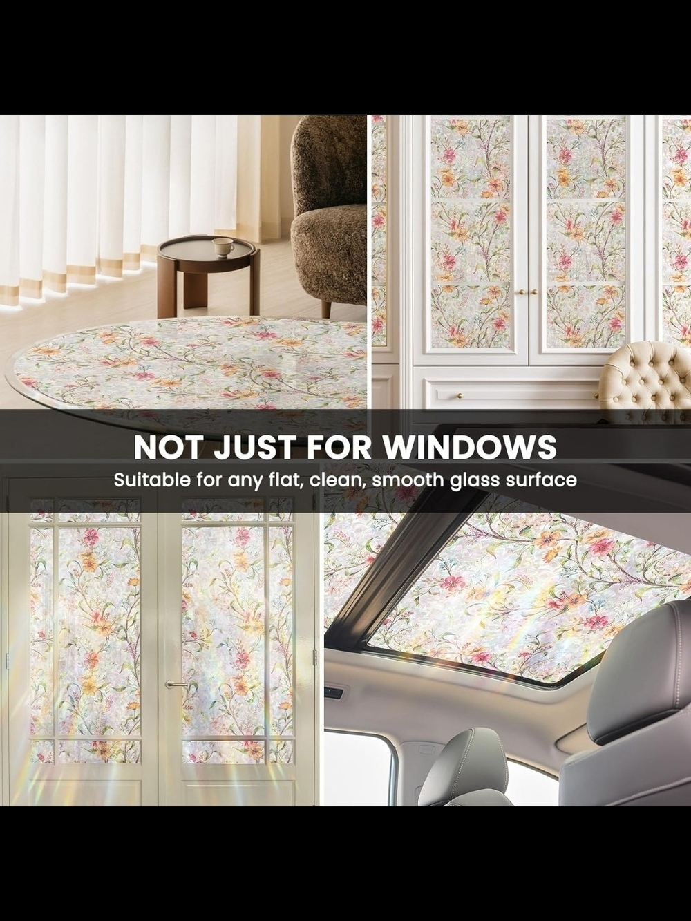 Stained Glass Window Film, Window Privacy Film with Sun & UV Heat Blocking
